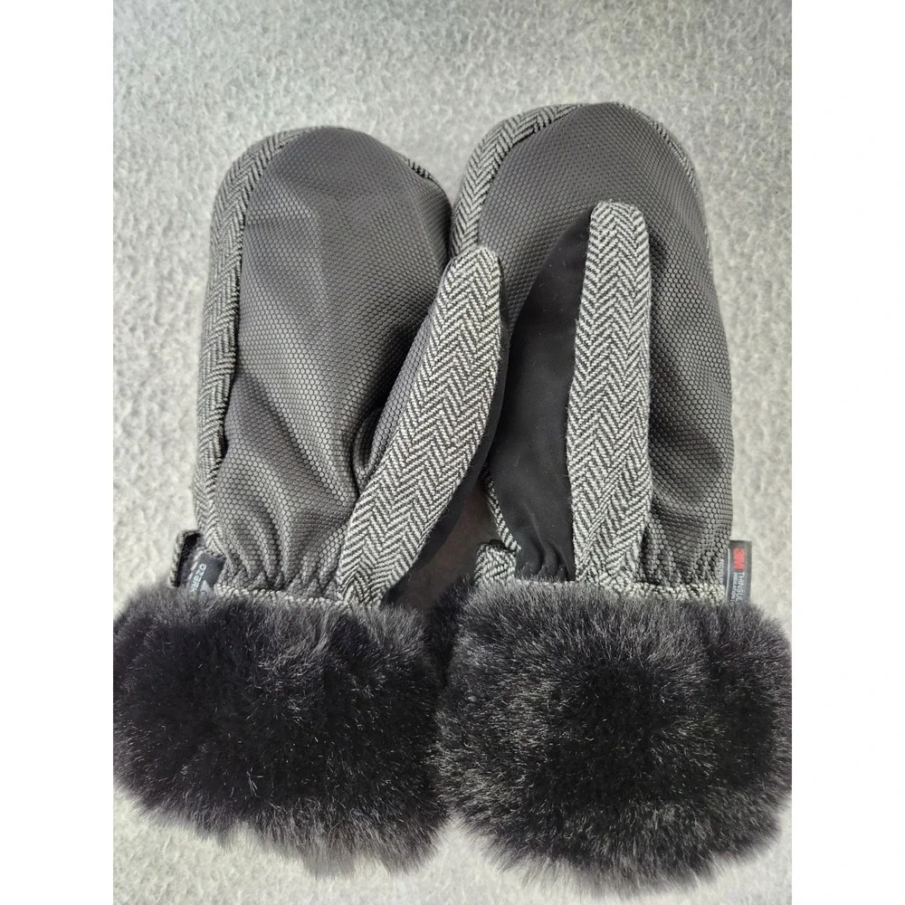 Ozark Trail Ski Mittens Faux Fur Glove Women's L/XL Grippy Thinsulate Insulation